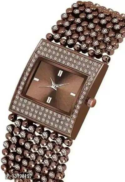 DKEROAD Analog Stainless Steel Brown Strap Watch for Girls | Casual-Party-Wedding-Formal-Sports | - Model589-thumb2