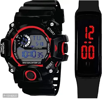 DKEROAD Digital Silicone Black Strap Watch for Boys & Girls | Casual-Party-Wedding-Formal-Sports | - Model669-thumb0