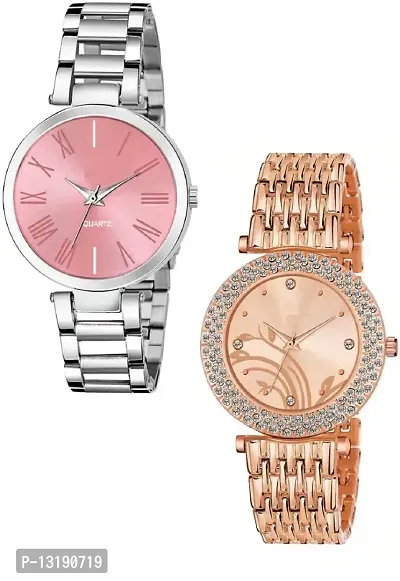 DKEROAD Analog Metal Silver-Rose Gold Strap Watch for Girls | Party-Wedding-Casual-Formal | - Model425