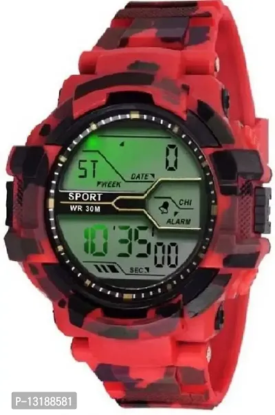 DKEROAD Digital Silicone Red Strap Watch for Boys | Casual-Party-Wedding-Formal-Sports | - Model135