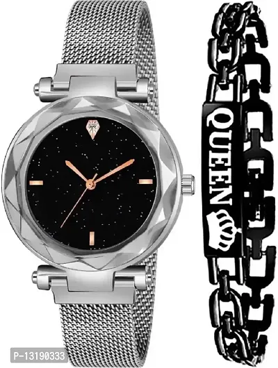 DKEROAD Analog Stainless Steel Silver Strap Watch for Girls | Casual-Party-Wedding-Formal-Sports | - Model566-thumb0