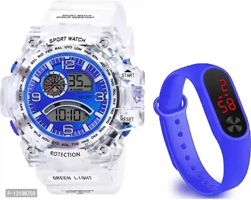 DKEROAD Digital Silicone Blue Strap Watch for Boys | Casual-Party-Wedding-Formal-Sports | - Model197-thumb0