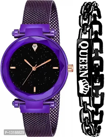 DKEROAD Analog Stainless Steel Purple Strap Watch for Girls | Casual-Party-Wedding-Formal-Sports | - Model512-thumb0