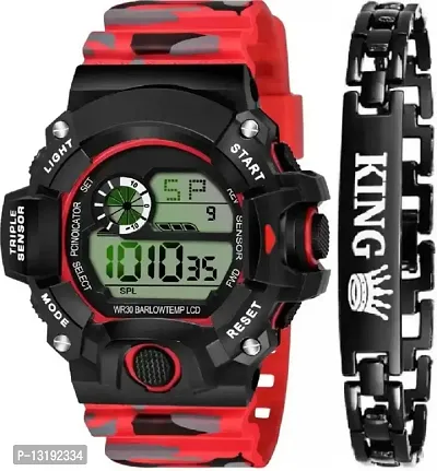 DKEROAD Digital Silicone Red Strap Watch for Boys | Casual-Party-Wedding-Formal-Sports | - Model204