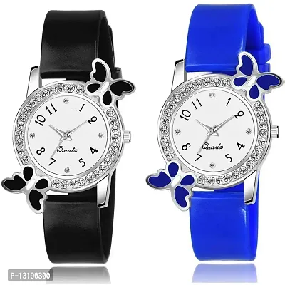 DKEROAD Analog Silicone Blue-Black Strap Watch for Girls | Casual-Party-Wedding | - Model479