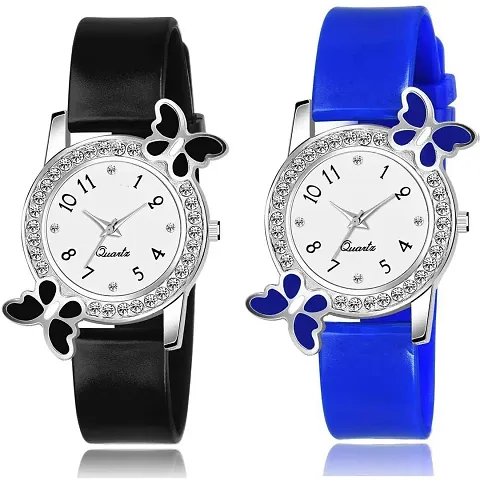 Stylish Rubber Analog Watches For Women Pack Of 2