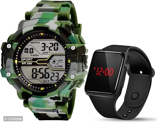 DKEROAD Digital Silicone Green Strap Watch for Boys | Casual | - Model65
