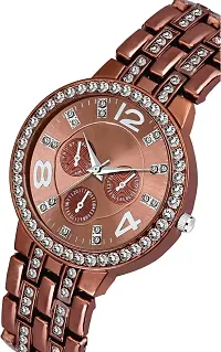 DKEROAD Analog Stainless Steel Brown Strap Watch for Girls | Casual-Formal-Party-Wedding | - Model536-thumb3