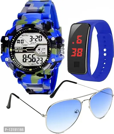 DKEROAD Digital Silicone Blue Strap Watch for Boys | Sports-Casual-Formal-Sports | - Model87