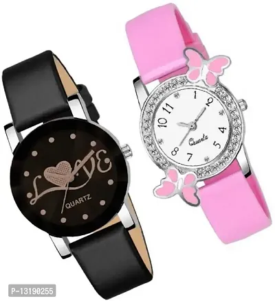 DKEROAD Analog Synthetic Leather-Silicone Black-Pink Strap Watch for Boys & Girls | Casual-Party-Wedding-Sports | - Model704