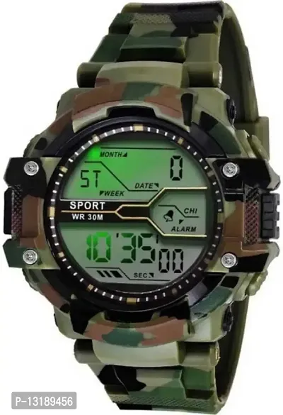 DKEROAD Digital Silicone Green Strap Watch for Men | Sports-Formal-Casual-Party-Wedding | - Model788-thumb0