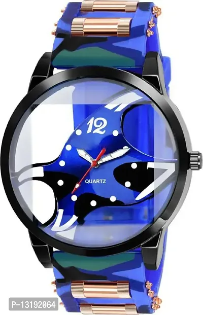 DKEROAD Analog Silicone Blue Strap Watch for Men | Casual-Party-Wedding-Formal-Sports | - Model762-thumb0