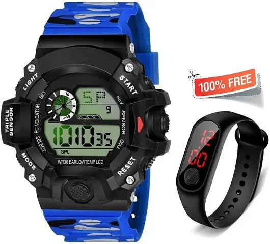 Scapper Army Shockproof Waterproof Digital Sports Watch for Men's Kids Sports Watch for Boys - Military Army Watch for Boys (Big militry Square Watch)-5620 (Blue Black)