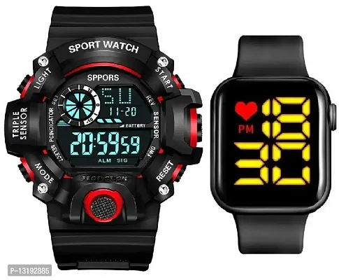 DKEROAD Digital Silicone Black Strap Watch for Boys | Formal-Sports | - Model37