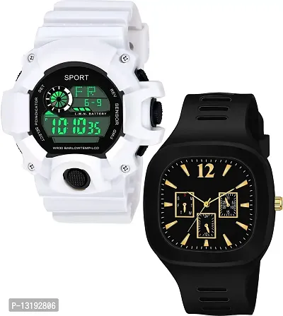 DKEROAD Analog-Digital Silicone White-Black Strap Watch for Boys | Sports-Casual-Formal-Party-Wedding | - Model69-thumb0