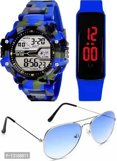 DKEROAD Digital Silicone Blue Strap Watch for Boys & Girls | Sports | - Model749-thumb0