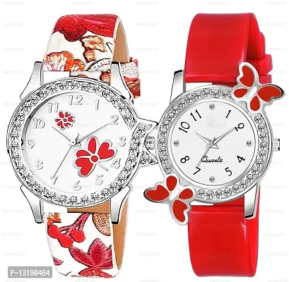 DKEROAD Analog Synthetic Leather Red Strap Watch for Girls | Casual-Formal-Party-Wedding | - Model532