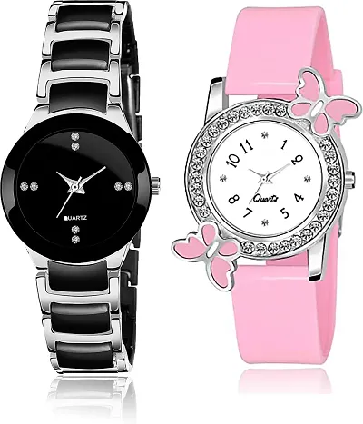 DKEROAD Analog Stainless Steel-Silicone Silver-Pink Strap Watch for Girls | Casual-Formal-Party-Wedding | - Model365