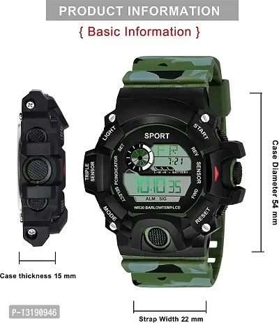 DKEROAD Digital Silicone Green-Black Strap Watch for Boys | Sports | - Model43-thumb3