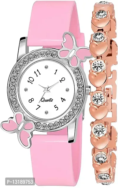 DKEROAD Analog Silicone Pink Strap Watch for Girls | Party-Wedding | - Model327-thumb0