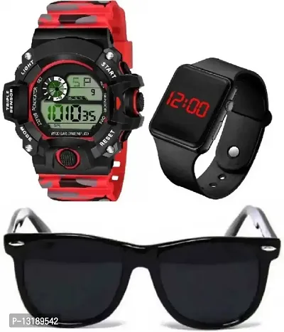 DKEROAD Digital Silicone Red-Black Strap Watch for Boys | Formal-Party-Wedding-Sports | - Model118