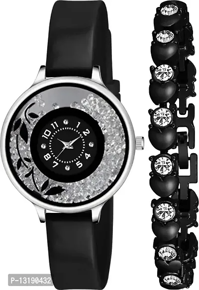 DKEROAD Analog Silicone Black Strap Watch for Girls | Party-Wedding-Casual-Formal | - Model329