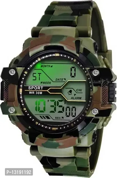 DKEROAD Digital Silicone-Fabric Green-Multicolor Strap Watch for Men | Casual-Sports-Party-Wedding-Formal | - Model783