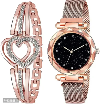 DKEROAD Analog Stainless Steel Rose Gold Strap Watch for Girls | Formal-Party-Wedding-Casual | - Model490