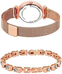 DKEROAD Analog Metal Rose Gold Strap Watch for Girls | Casual-Party-Wedding | - Model495-thumb1