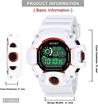 DKEROAD Digital Silicone White. Strap Watch for Boys | Sports-Casual-Formal | - Model53-thumb3