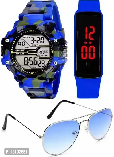 DKEROAD Digital Silicone Blue Strap Watch for Boys | Formal-Party-Wedding-Casual | - Model167