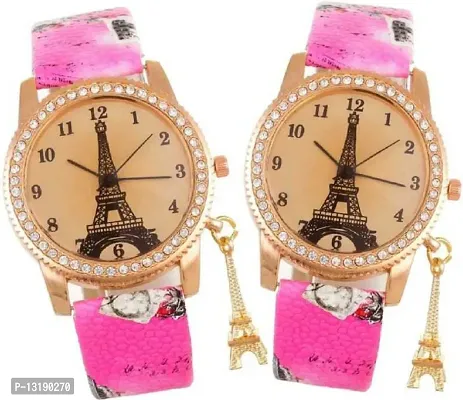 DKEROAD Analog Genuine Leather Pink Strap Watch for Girls | Casual | - Model448