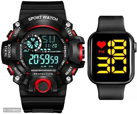 DKEROAD Digital Silicone Black Strap Watch for Boys | Sports | - Model27-thumb0