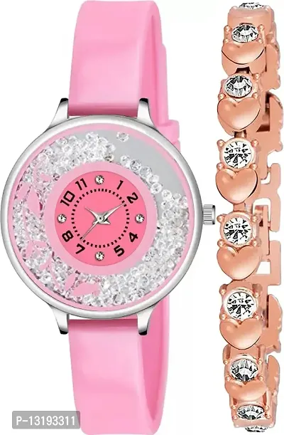 DKEROAD Analog Silicone Pink Strap Watch for Girls | Party-Wedding-Casual-Formal | - Model330