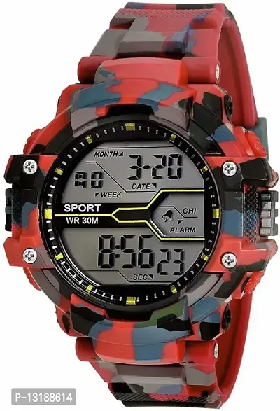 DKEROAD Digital Silicone Red Strap Watch for Men | Casual-Party-Wedding-Formal-Sports | - Model786