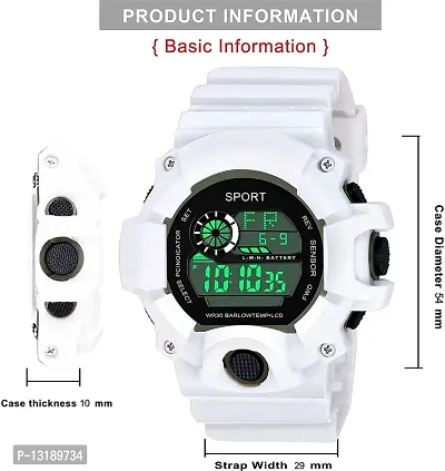 DKEROAD Digital Silicone White Strap Watch for Boys | Sports-Casual-Formal | - Model56-thumb3