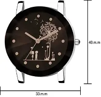 DKEROAD Analog Metal-Synthetic Leather Black-Silver Strap Watch for Girls | Casual-Party-Wedding-Formal | - Model430-thumb2