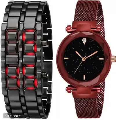 DKEROAD Analog Stainless Steel Red Strap Watch for Boys & Girls | Casual-Party-Wedding-Formal | - Model754-thumb0