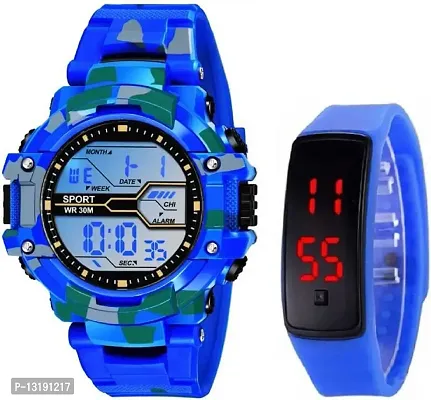 DKEROAD Digital Silicone Blue Strap Watch for Boys & Girls | Casual | - Model671