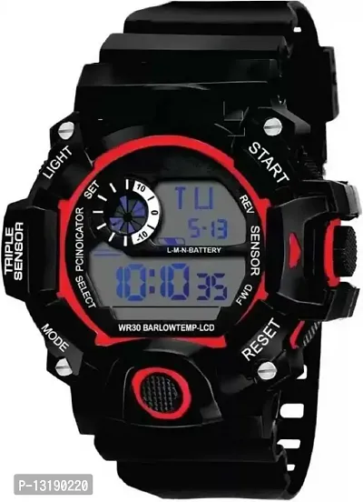 DKEROAD Digital Silicone Black Strap Watch for Men | Sports-Casual-Party-Wedding-Formal | - Model765-thumb0