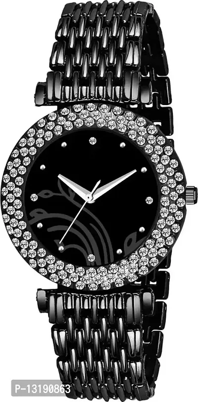 DKEROAD Analog Metal Black Strap Watch for Girls | Casual-Formal-Party-Wedding | - Model418-thumb5