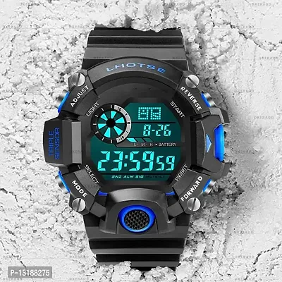 DKEROAD Digital Silicone Black Strap Watch for Men | Casual-Party-Wedding-Formal-Sports | - Model801-thumb0