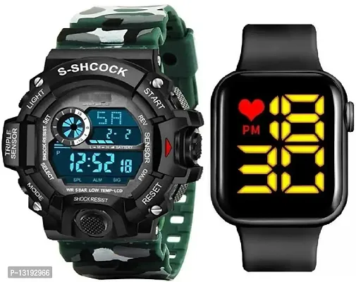 DKEROAD Digital Silicone Black-Green Strap Watch for Boys | Sports-Formal | - Model172