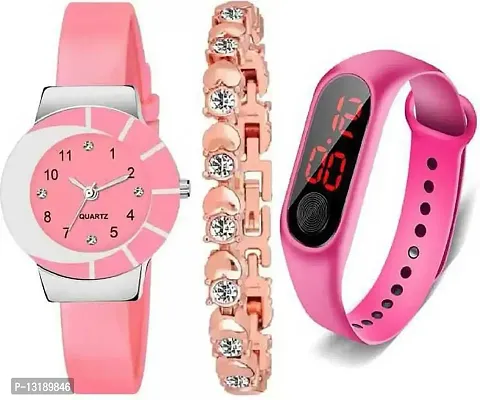 DKEROAD Analog Silicone Pink Strap Watch for Girls | Casual | - Model453