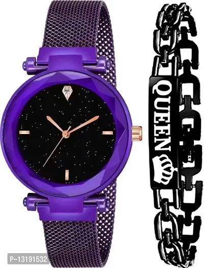 DKEROAD Analog Stainless Steel Purple Strap Watch for Girls | Casual-Party-Wedding-Formal-Sports | - Model514
