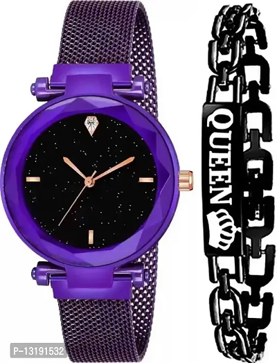 DKEROAD Analog Stainless Steel Purple Strap Watch for Girls | Casual-Party-Wedding-Formal-Sports | - Model514-thumb0