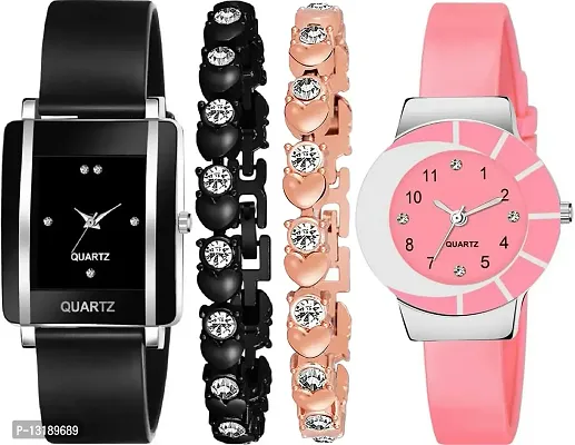 DKEROAD Analog Silicone Black-Pink Strap Watch for Girls | Party-Wedding-Casual | - Model344
