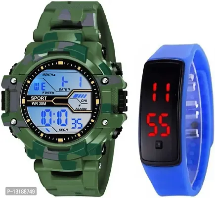 DKEROAD Digital Silicone Green Strap Watch for Boys & Girls | Casual-Party-Wedding-Formal-Sports | - Model675