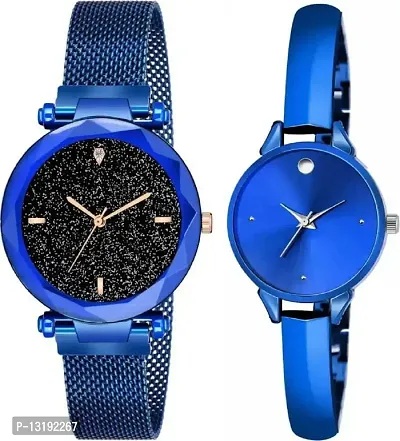 DKEROAD Analog Metal Blue Strap Watch for Girls | Casual-Party-Wedding-Formal | - Model654