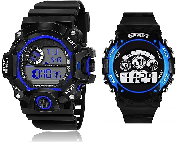 Sports Digital Watch, Function Digital Kids Watches Waterproof LED Light Wristwatches for Boys Girls pack of 2